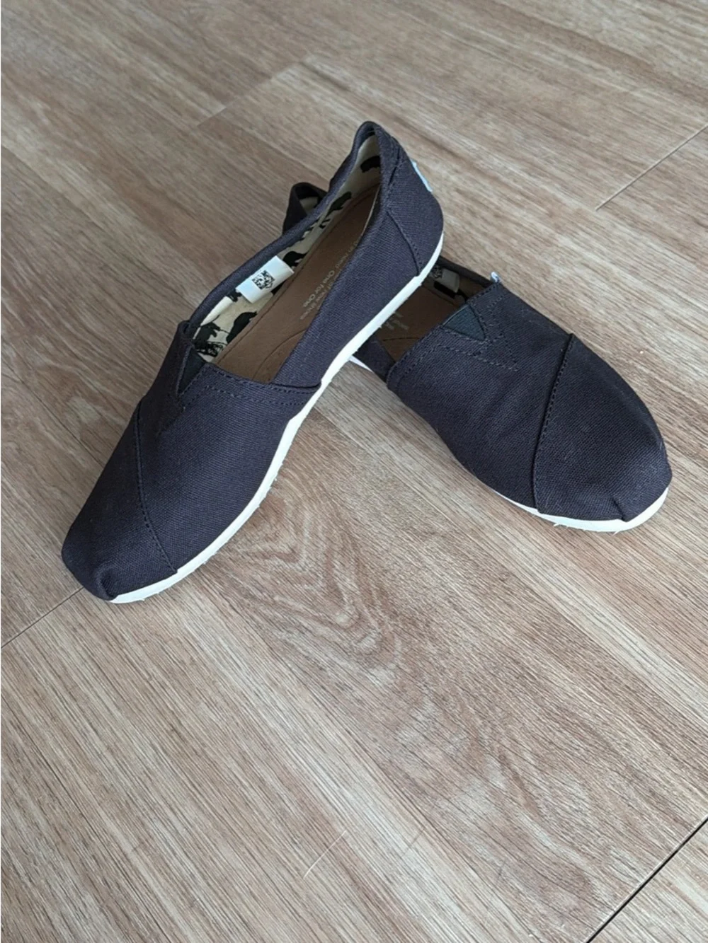 Toms Slip-On Canvas Shoes in Black with White Soles